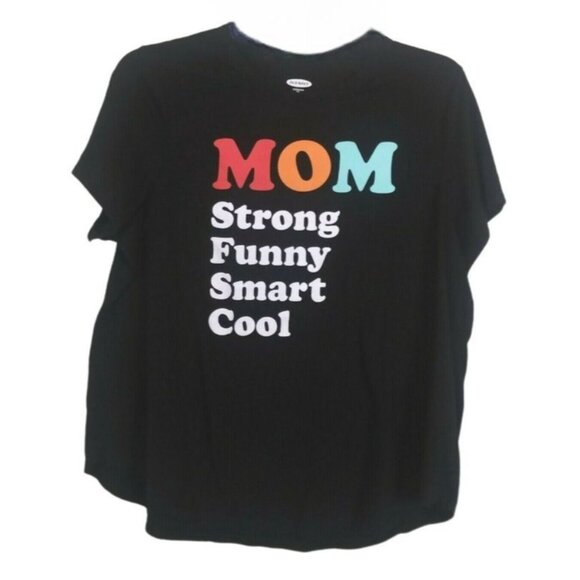 Old Navy XXL Graphic Tee Everywear Black "Mom Strong Funny Smart Cool"  Casual - Picture 2 of 7